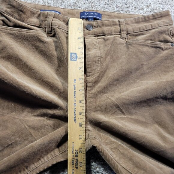 Talbots Corduroy Pants Womens 16P Brown High Waist Straight Leg Distressed - Picture 6 of 10